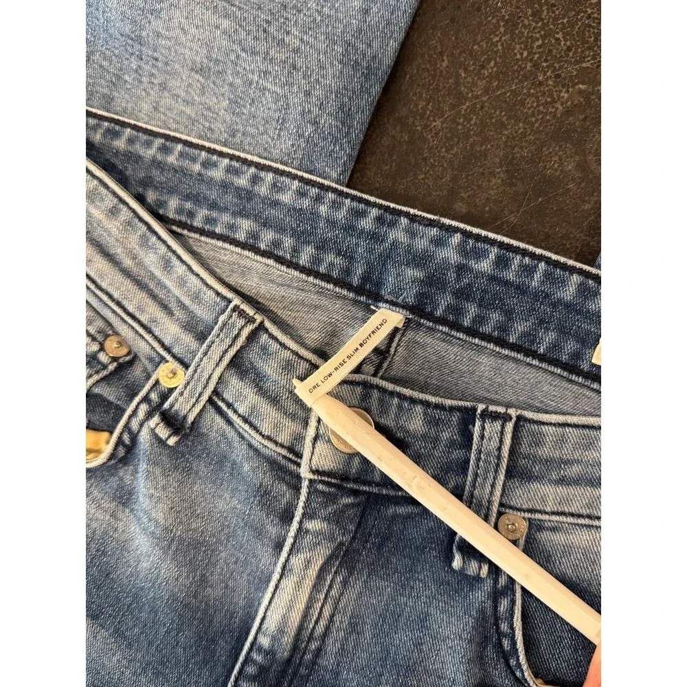Rag Bone Womens Jeans Mendecino Dre Low Rise Slim Boyfriend Crop Distressed 25 - Picture 4 of 13